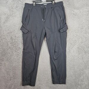 Twice Mens Black Slim Fit Cargo Joggers Elastic Waist Techwear Size 34
